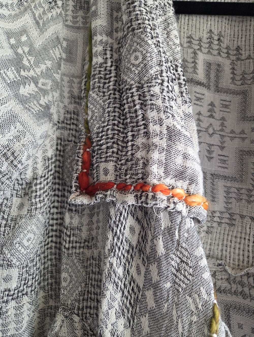 ​Paper Lace Boho Textured Cotton Knit Draped Open Cardigan Jacket Fringe Rosette - Picture 2 of 10